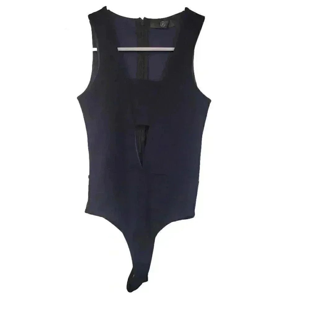 Missguided Women's Navy Poly/Spandex Cut Out Bodysuit